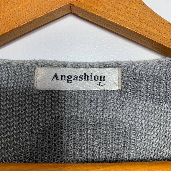 Amazon Brand gray leopard print longline duster length cardigan sweater SZ L - Picture 8 of 10